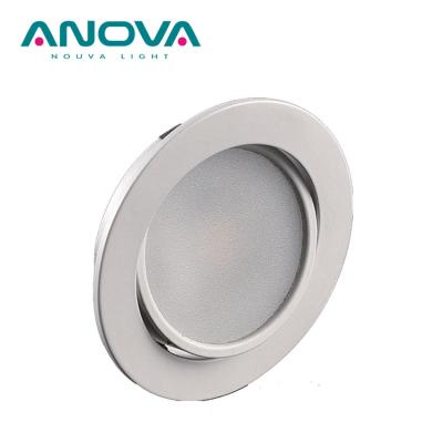 China Modern Adjustable 120VAC Ip20 LED Corner Light 5W Recessed Round Slim Aluminum LED Cabinet Light for sale