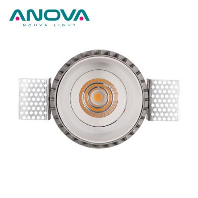 China 7W modern white aluminum trimless anti-glare adjustable rotation 230v IP20 recessed led spot downlight for sale