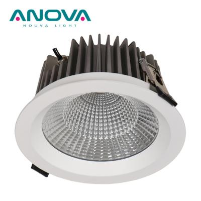 China Modern glare cob free led 33 watt commercial fixed aluminum recessed dimmable waterproof IP65 LED downlight for sale