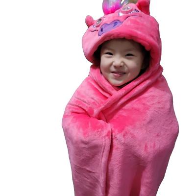 China New Design Kids Plush Dinosaur Flannel Unicorn Cap Kids Cape Two Bright Colors Bulk for sale