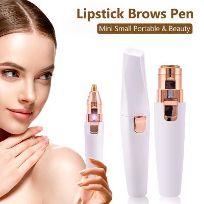 China ABS Wholesale Lady Painless Smooth Mini Electric Lipstick Epilator Facial Hair Remover Shaver Eyebrow Trimmer Depilator Shavers for sale