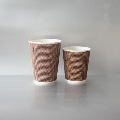 China Disposable Corrugated Sleeve Ripple Wallpaper Cup For Beverage for sale