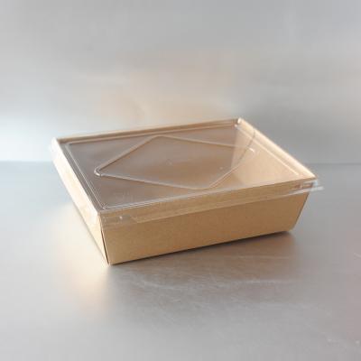 China Disposable Kraft Lunch Paper Box Sushi Case Disposable Square Salad Box for sale