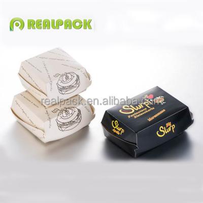 China Custom Printed Disposable Disposable Hamburger Box Cardboard Hamburger Packing Box for sale