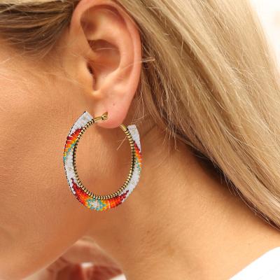 China Bohemia stainless steel palace miyuki handmade jewelry African neon female fashion beaded earrings circles earring earrings 2021 for sale