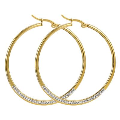 China Trendy Large Stainless Steel PVD Gold Plating 18k Gold Silver Oval Circle Earrings Jewelry Stainless Big Earrings For Women Party Wedding for sale