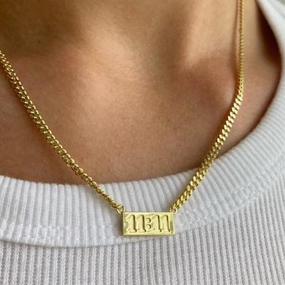 China Women High Quality Stainless Steel Jewelry Gold Angel Number 11:11 Pendant Necklace for sale