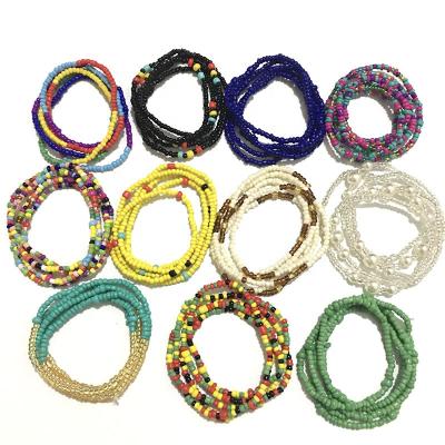 China Elastic Rope Belly Chains Wholesale Bulk Ghana Crystal Glass Seed Beads Weight Loss Body Jewelry Belly Chain African Beads Waist For Women Party for sale