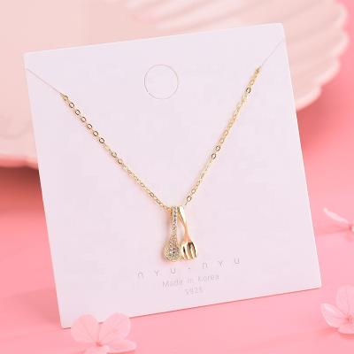 China Fine Jewelry Fork Spoon Pendant Necklace 925 Sterling Silver Women Sniff Choker Fork Spoon Pendant Necklace for sale