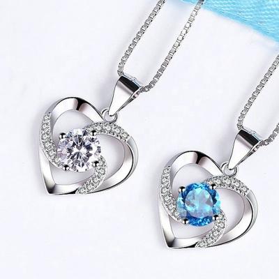 China Love Heart Pendant Infinite Zircon Box Chain Necklace 925 Sterling Silver Jewelry Necklace for sale