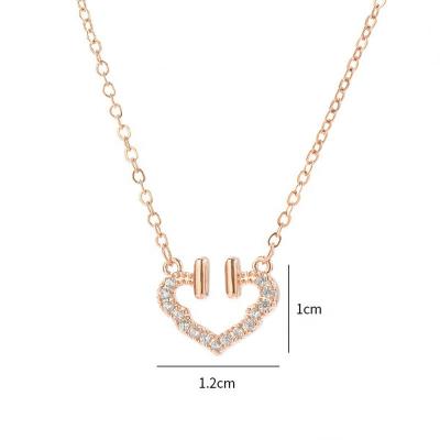 China 2022 New 14k Gold Diamond Necklace Stainless Steel Rose Gold Link Chain Pave Tasty Cubic Zirconia Love Heart Pendant Stud Necklace Jewelry for sale