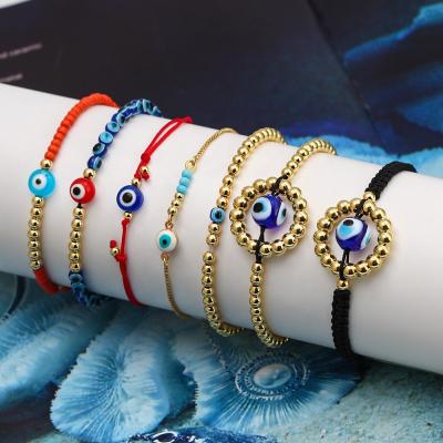 China Adjustable Knitting Religious Eye Bracelet Turkey Gold Plated Tennis Evil Blue Eyes Bead Bracelets String Rope Red Kids Bracelets Beaded Blue Men Women for sale