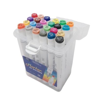 China School and Office Employed 24 Student Alcohol Based Drawing Art Marker Pen Color Set for sale