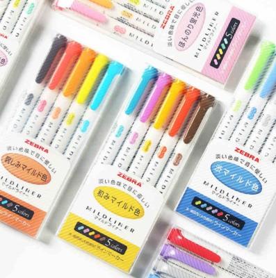 China Double &Office Main Art Stationery Supply Pen Mildliner Colors Fluorescent Highlighters Art Marker School Promotional Gift Highlighter Bar for sale