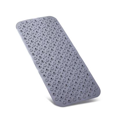 China 2021 Viable New Long Non-slip Bathroom Mats Bathtub With Drain Holes Suction Cups Machine Washable Bath Shower Tub Mat for sale