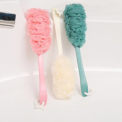 China Eco-Friendly Cute Soft Body Long Handle Breath Loofah Plastic Bath Mesh for sale