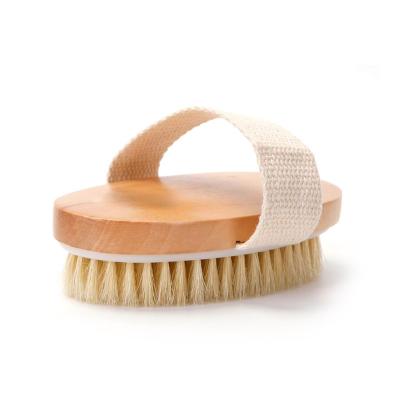 China EXFOLIATE Natural Sisal Handle Bamboo Wood Bristle Exfoliating Shower Bath Dry Body Cleaner Brush for Baby and Adult for sale