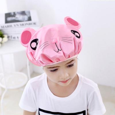 China Double Layer Cartoon Shower Hat Shampoo Cap Kids EVA Viable Creative Waterproof Shower Cap Lovely for sale