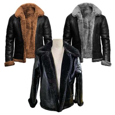 China Autumn Winter Fashion Sheepskin Aviator Jacket Men's QUICK DRY Shearling Coat Men's Fur Leather Jacket for sale