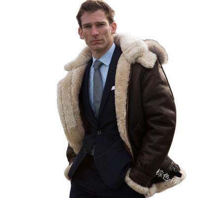 China Windproof Shearling Shearling Coat Winter B3 Leather Hooded Bomber Jacket Men Plus Size Jacket for sale