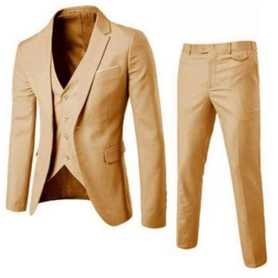 China Blue Anti-wrinkle Slim Wedding Tuxedos Groom Tailored Suit Business Formal Party Men Suit 3pcs Jacket Vest Pants for sale