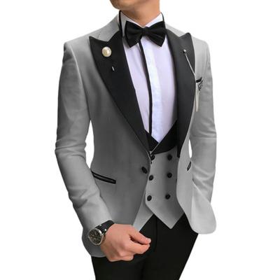 China Anti-wrinkle Men's Formal Suits Slim Fit Blazer Wedding Business Party 3pcs Jacket Pants Vest Tailor British Style Suit for sale