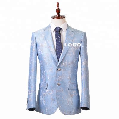 China New Fashion Style Anti-Wrinkle Blazer Men Suit Jacquard Printing Slim Fit Blazer Slim Fit Blazer Men Business Casual Dress Party Wedding Suit Coat for sale