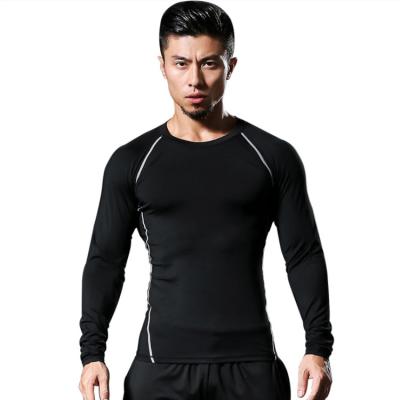 China Antibacterial Fashion Outdoor Sports Shaping Gear Dry Breathable Gym Stretch Long Sleeve Tight Running Shirt For Men for sale