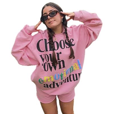 China New Casual Anti-wrinkle Letter Printed Hoodie Shorts Set Cotton Hoodie Suit Outfit Women Two Piece Tracksuit for sale