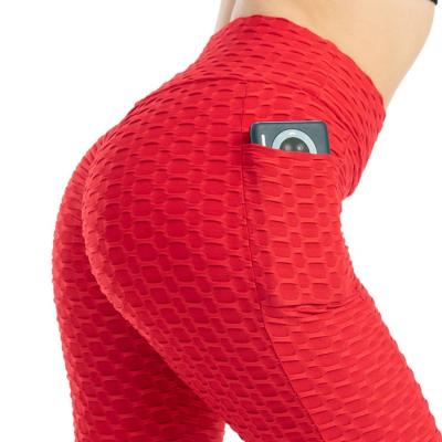 China New Breathable Frontier Yoga Pants Pocket Bubble High Stretch Peach Butt Lift And Sweat Absorption Fitness Pants for sale