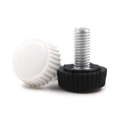 China Construction Tightening White Plastic Hand Knob Screw Head Knob Round Knurled Plastic Head Knob Thumb Screw for sale