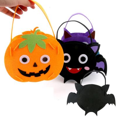 China Felt Fabric DIY Halloween Candy Bag Felt Fabric Material Pumpkin Lantern Candy Bag for sale