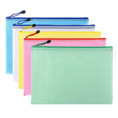 China Wholesale PVC 23mil 30 mil custom logo pvc colored A3 A4 A5 B6 zippered semi-transparent folder pocket bag with drawstring for sale