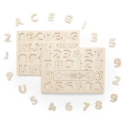 China Montessori educational toy Wooden number and letter puzzle for kids learning 3d alphabet and math puzzle for sale