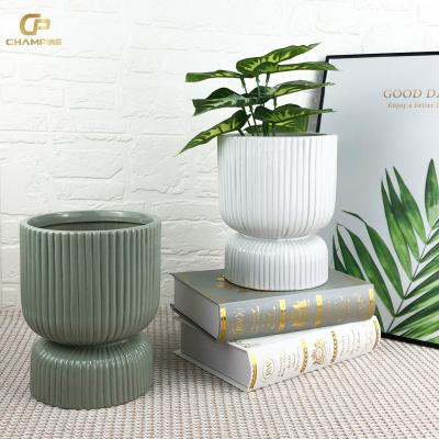 China Durable Nordic simple Ceramic Flower Pots Creative Green Gardening Planter Pot Home Decor Flower Pot Ceramic for sale