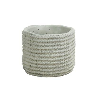 China Durable High Quality Relief Clay Terracotta Pots Garden Decoration White Concrete Cement Flower Pot for Windowsill Balcony Plant Decor for sale