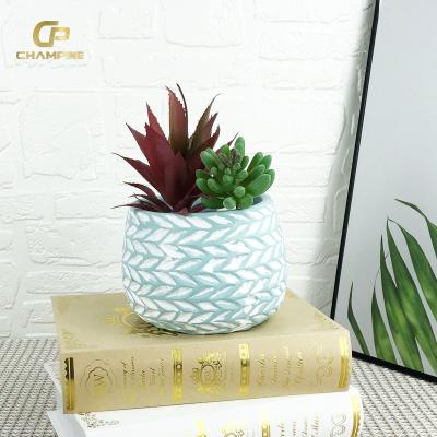 China Durable New Design Terracotta Bonsai Pot Cement Flowerpot Sculptures Home Decoration Concrete Flower Pot for Artificial plants for sale