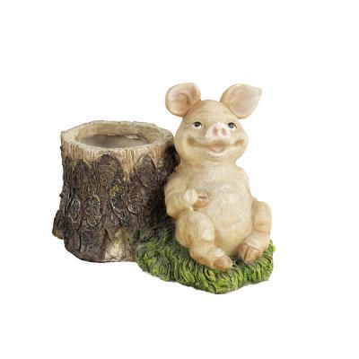 China Durable New Design Resin Garden Pot Cute Piggy Shape Animal Plant Pots Home Decor Plants Flower Pot for sale