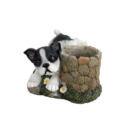 China Durable Custom Cute Dog Animals Shape Succulent Planter Garden Decoration Flowerpots Outdoor Resin Plant Pots for sale