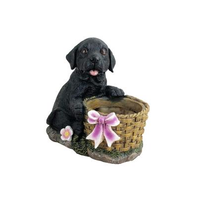 China Durable Custom Cute Dog Shape Flower Basket Planter Resin Flower Pot For Garden And Home Decoration for sale