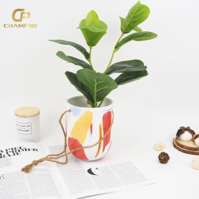 China Durable Hot Sale Nordic Style Ceramic Planter  High Quality Conical Shape  Colourful Painted Hanging Plant Flower Pot for sale