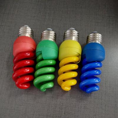 China Residential full color E27 spiral spiral energy saving lamp bule cfl red green yellow green lighting for sale