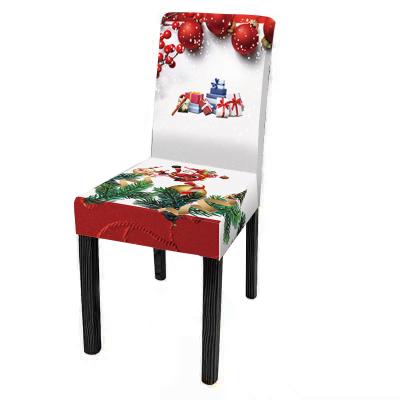 China 2022 Hot-selling Plain China Factory Banquet Christmas Chair Cover With Santa Printed Stretch Chair Cover for sale