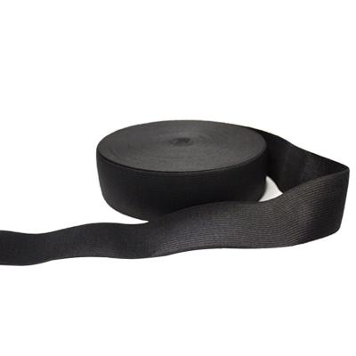 China Schwarzes Polyester gestricktes elastisches Band 2,5 cm breit gestricktes elastisches Band für Bekleidung zu verkaufen