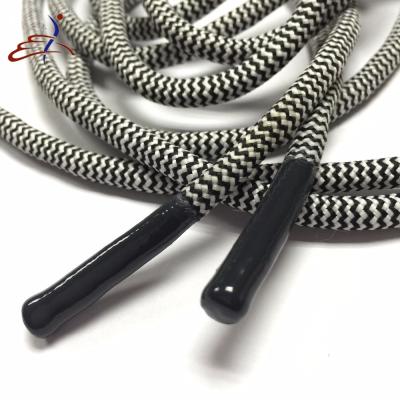 China Black And White Custom Shoelace Silicone Dipped Tips Round Shoelace for sale