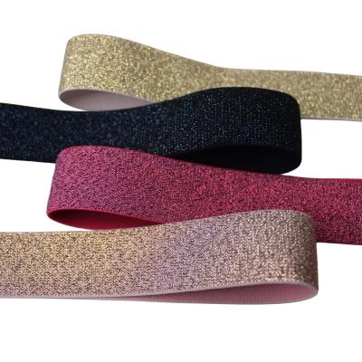 China Wholesale Custom Color Woven Waistband Glitter Elastic Band for Dress for sale