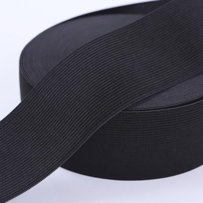 China Large Stock Cheap 2 Inch Black Polyester Knitted Elastic For Garment for sale