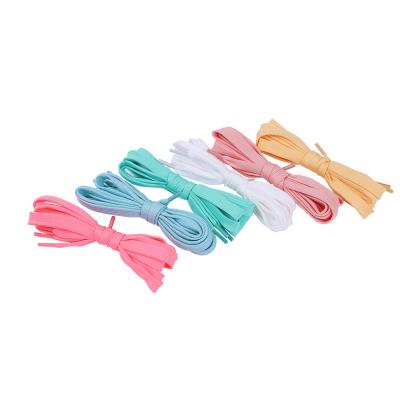 China 120cm Length Custom Flat Polyester Shoelace With Plastic Tips For Pants for sale