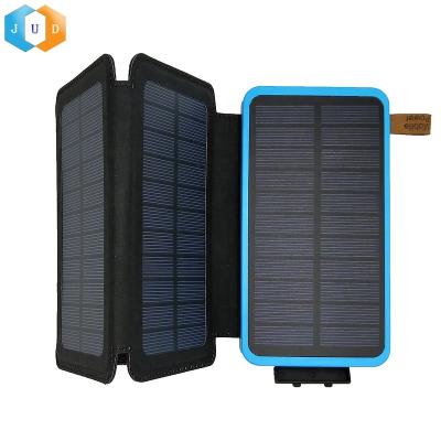 China 5V Best Rated Portable Outdoor Portable Foldable Bank JD-T16, 10000mAh Solar Power 10000mAh Solar Power Device OEM 2021 DC Digital Rechargeable Cell Phone 4 Solar Panel Charger 10000mAh ODM for sale