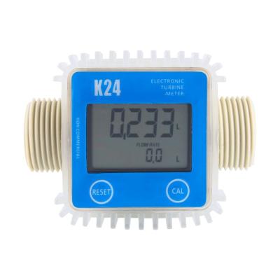 China Measuring Liquids Digital LCD Fuel Flow Meter K24 Turbine Fuel Flow Meter Diesel For Chemicals Water Sea Adjust Liquid Flow Meters Measuring Tools for sale